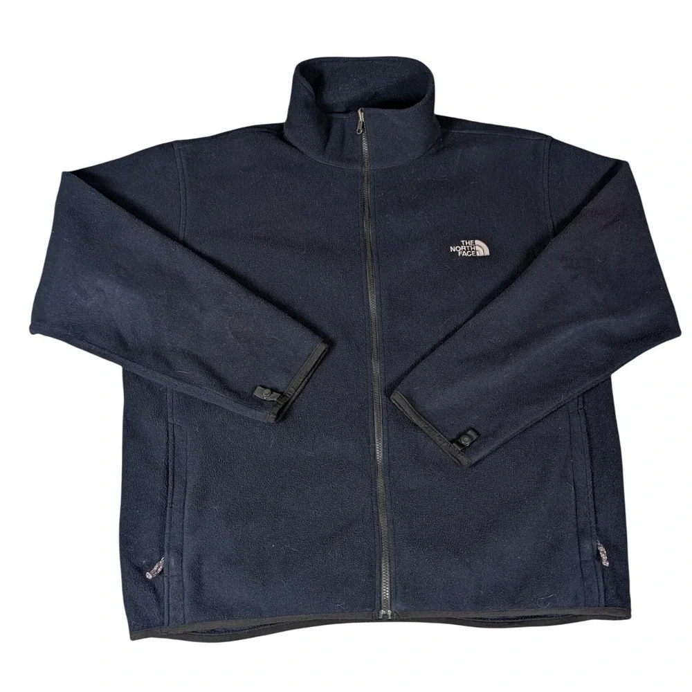 The North Face Mens Navy Blue Full Zip Fleece Jacket Mock Neck XL